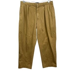 Polo Ralph Lauren Mens Andrew Chino Pants Pleated Slash Pockets Khaki Tan Sz W38